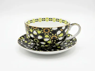 GREEN&BLACK PATTERN CUP&SAUCER