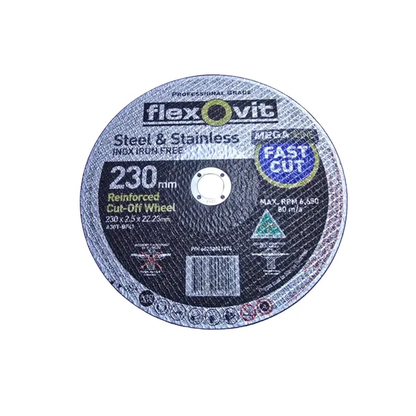 FLEXOVIT STAINLESS STEEL METAL CUTTING WHEEL 230 X 2.5 X 22.23MM