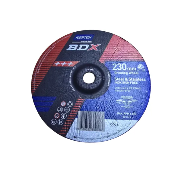 NORTON STAINLESS STEEL GRINDING WHEEL 230 X 6 X 22.23MM