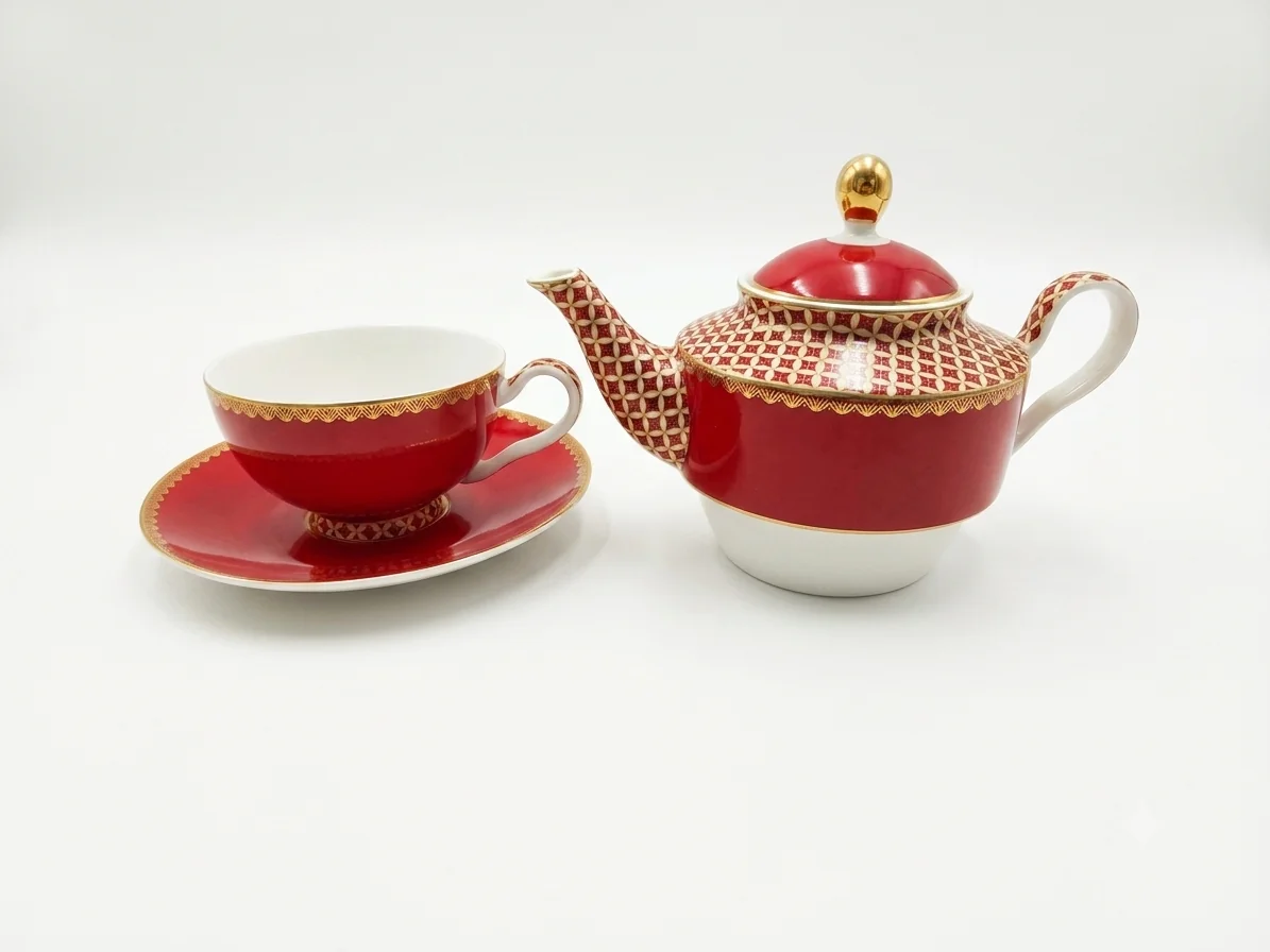 RED PORCELAIN TEA SET (Designer Homewares)